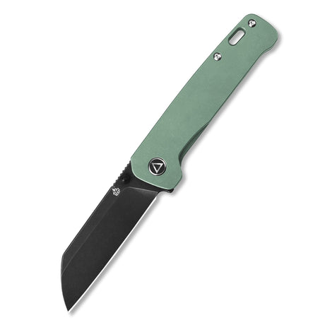 QSP Penguin pocket knife with green titanium handle and sheepsfoot 154CM blade