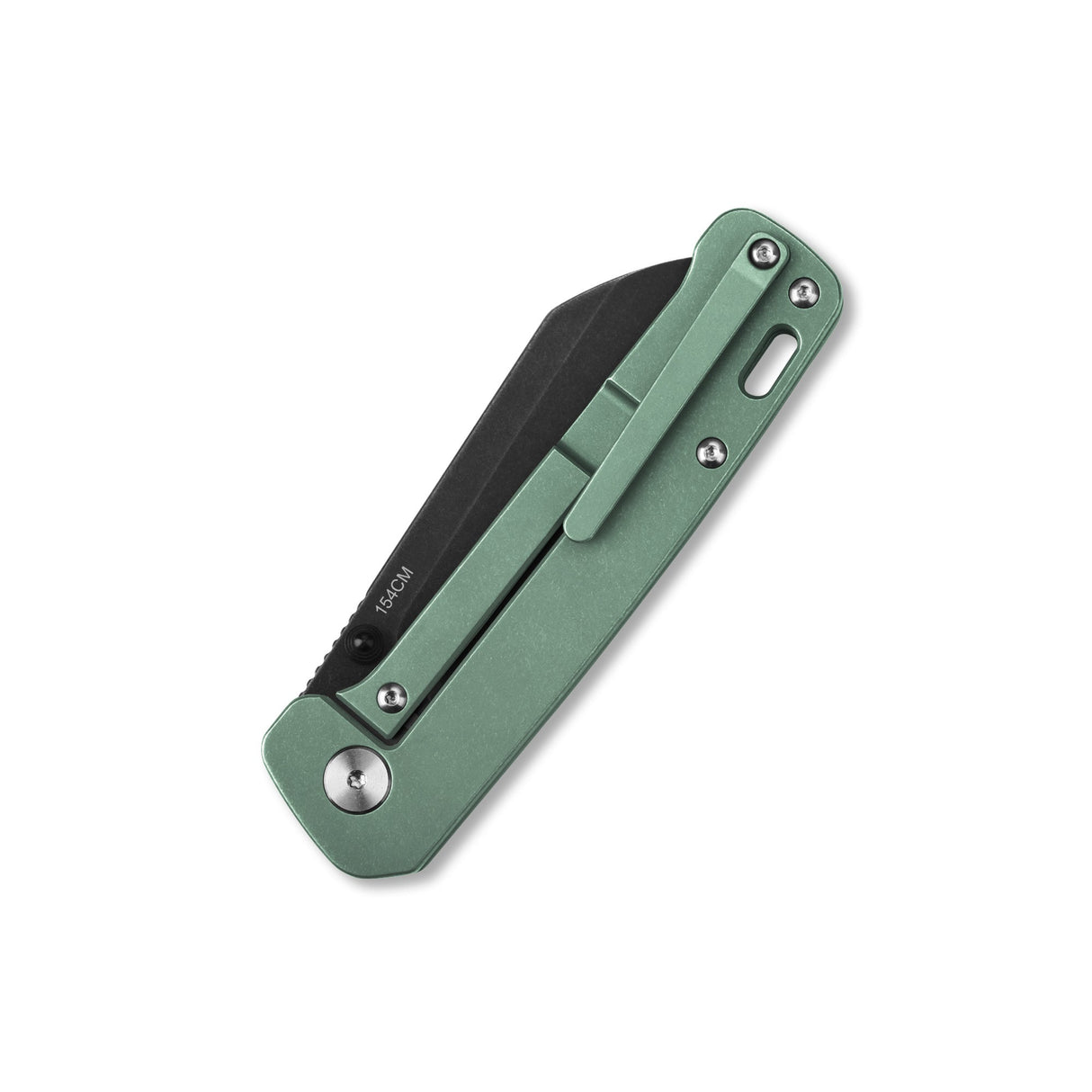 QSP Penguin pocket knife with green titanium handle and sheepsfoot blade