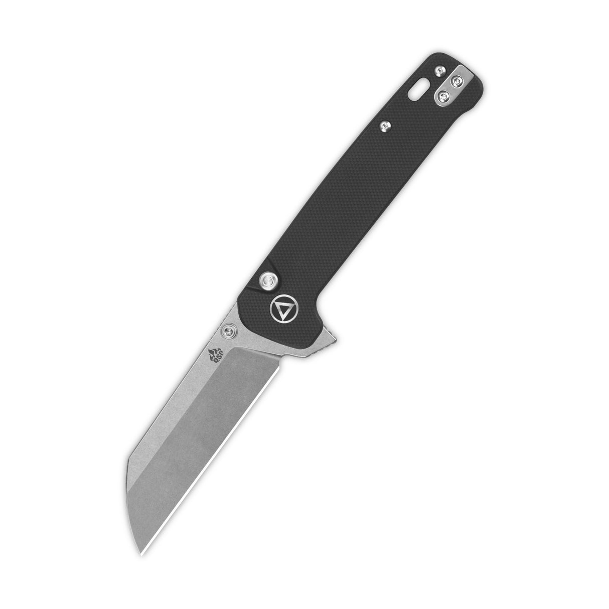 QSP Penguin Button Lock Pocket Knife, 14C28N blade, black G10 handle