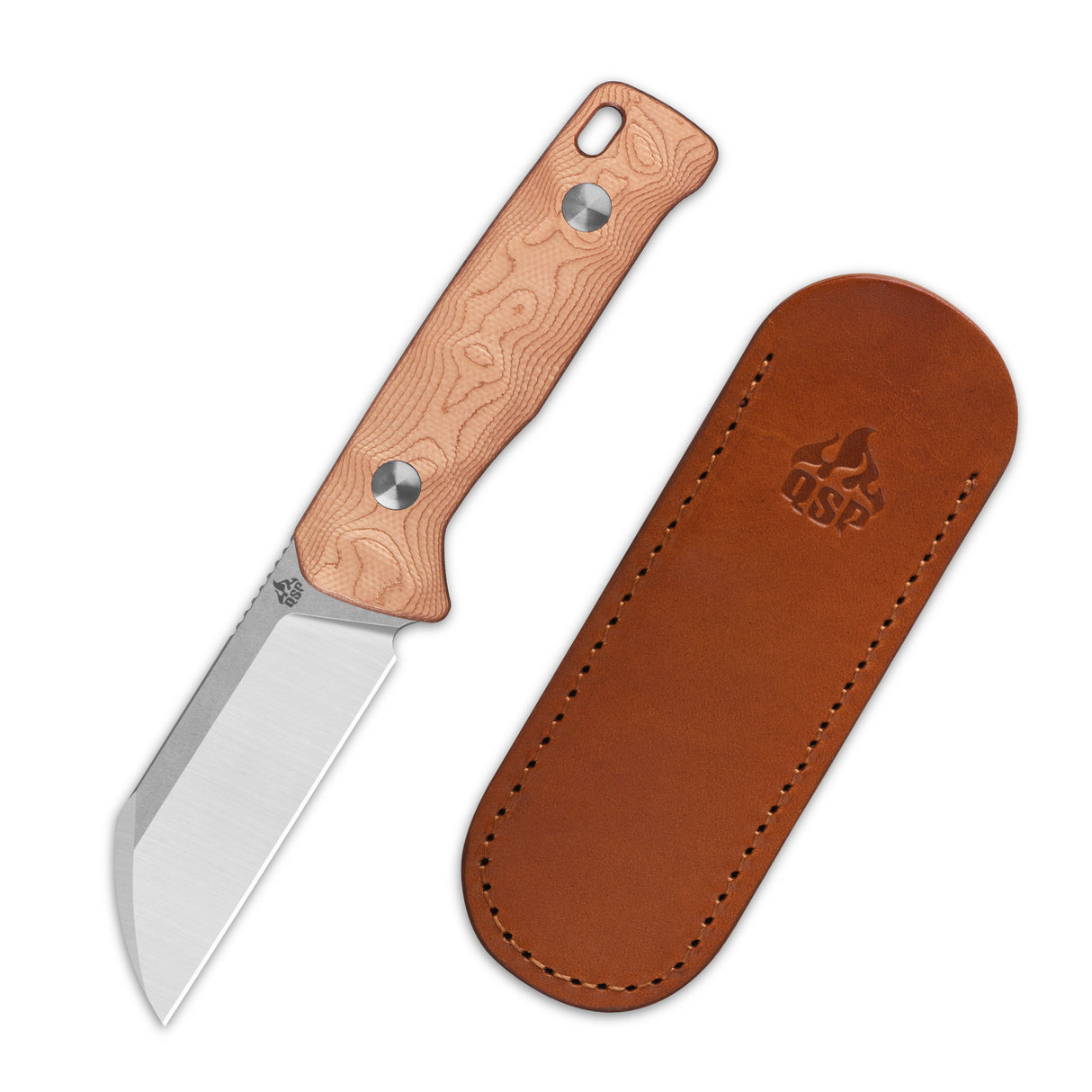 QSP Baby Penguin 14C28N blade G10 with copper foil handle with Clip Slip sheath
