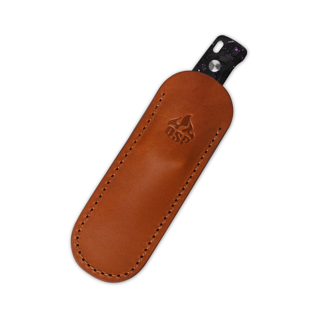 QSP Baby Penguin 14C28N blade Purple shredded CF handle with Clip Slip sheath