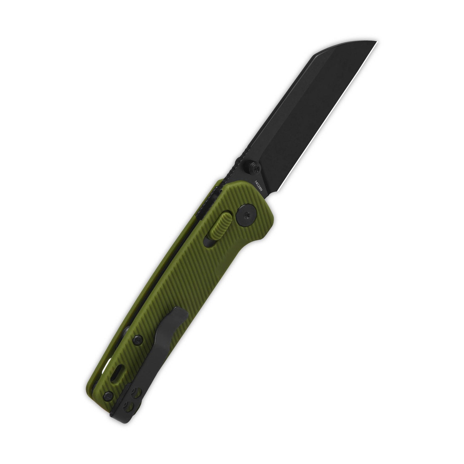 QSP Penguin Glyde Lock Pocket Knife 14C28N Blade OD Green FRN Handle