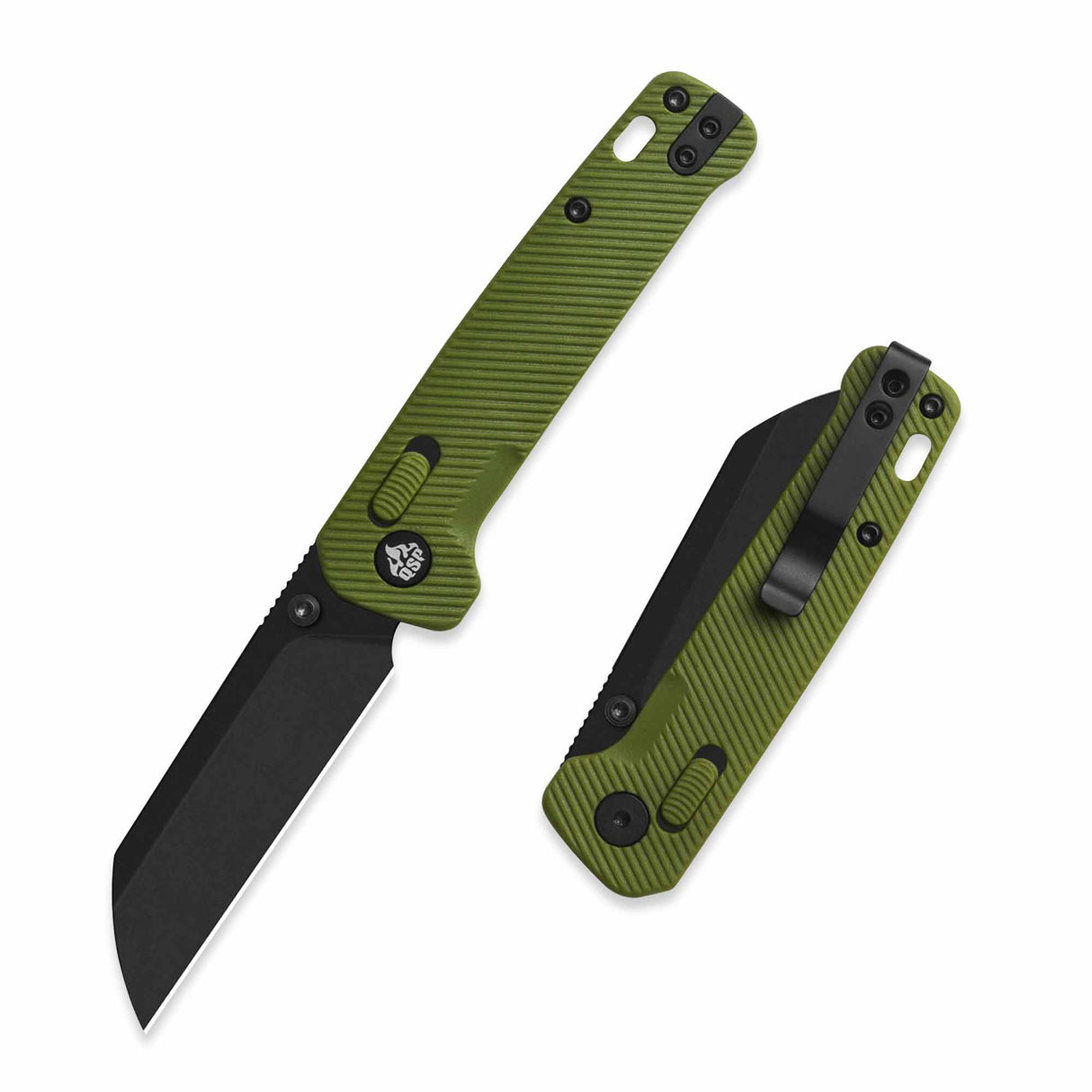 QSP Penguin Glyde Lock Pocket Knife 14C28N Blade OD Green FRN Handle