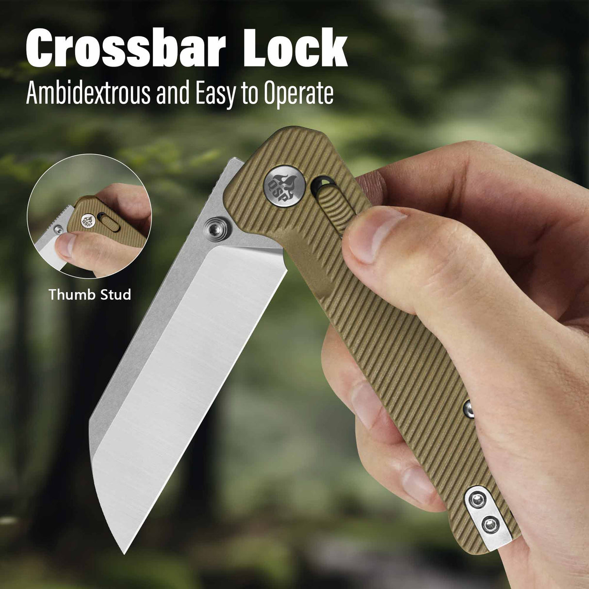 QSP Penguin Glyde Lock Pocket Knife 14C28N Blade Khaki FRN Handle