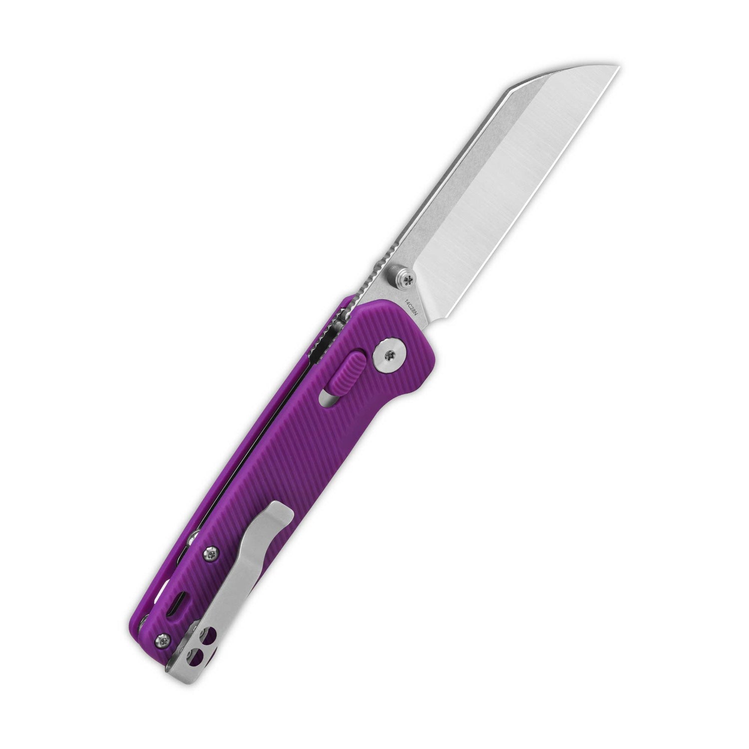QSP Penguin Glyde Lock Pocket Knife 14C28N Blade Purple FRN Handle