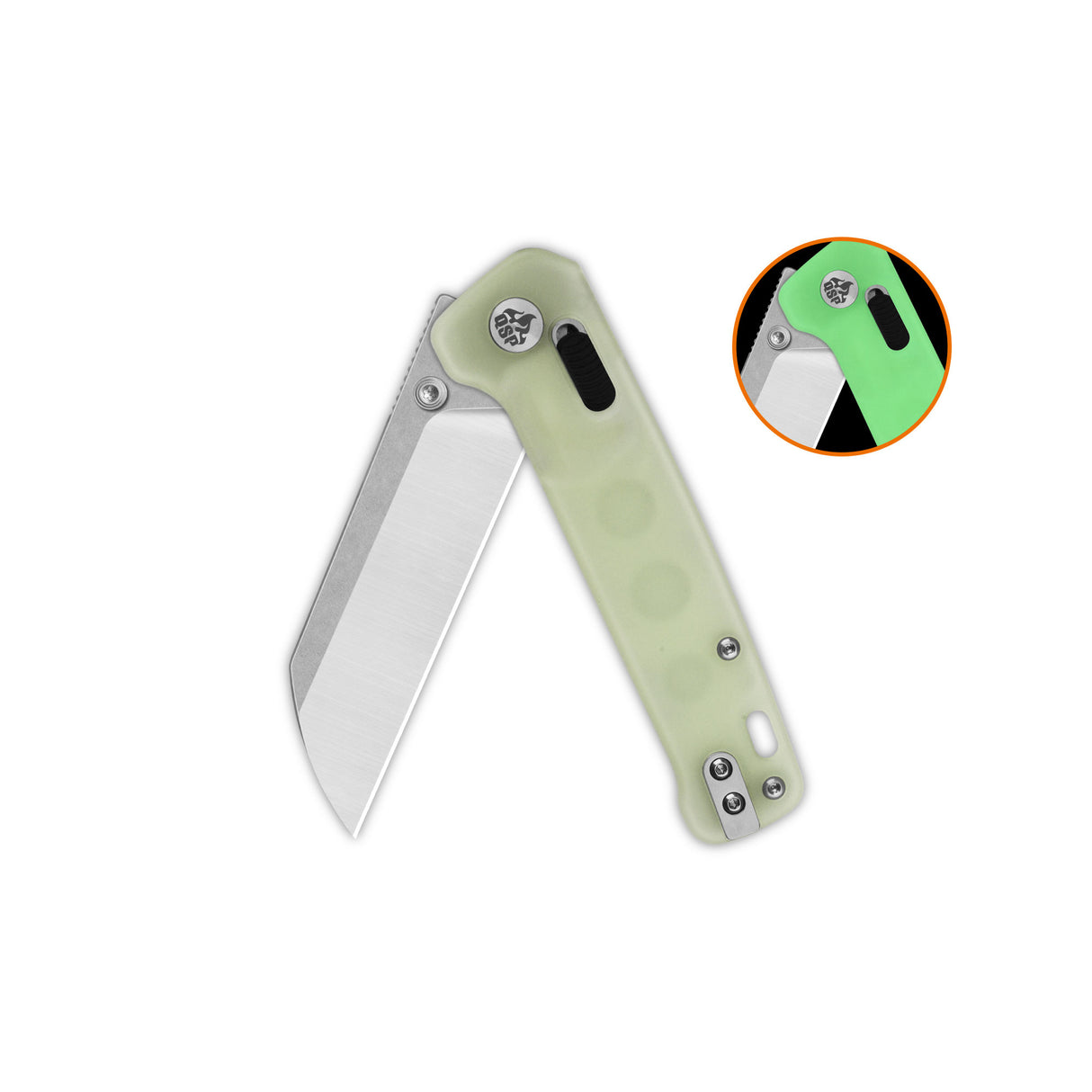 QSP Penguin Glyde Lock Pocket Knife 14C28N Blade Black Glow-in-the-dark resin Handle
