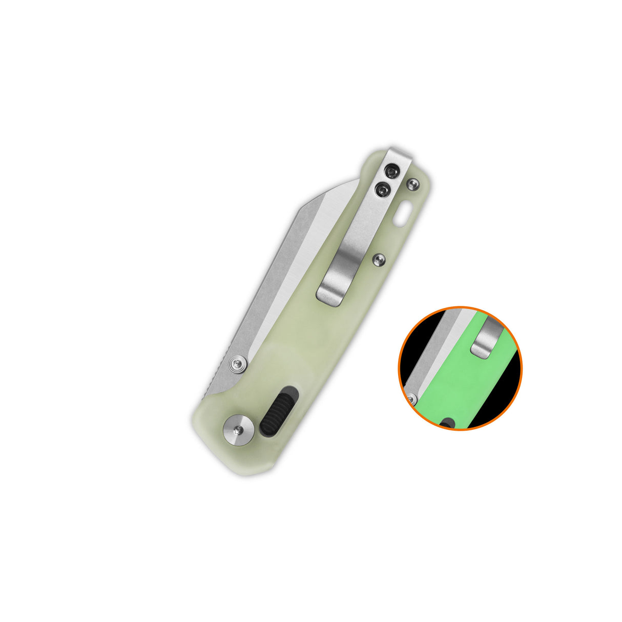 QSP Penguin Glyde Lock Pocket Knife 14C28N Blade Black Glow-in-the-dark resin Handle