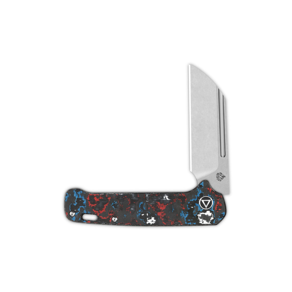 QSP Penguin Slip Joint knife with sheepsfoot blade and colorful Nebula handle