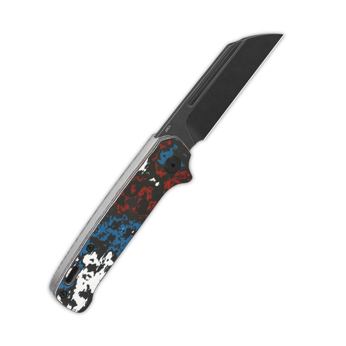 QSP Penguin Slip Joint knife showcasing 20CV sheepsfoot blade and vibrant Nebula handle.