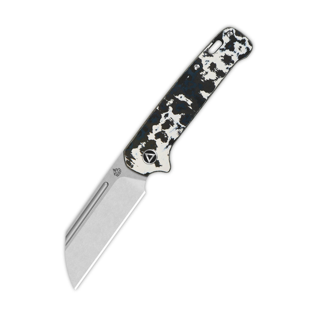 QSP Penguin pocket knife with 20CV blade and white storm Fat Carbon handle
