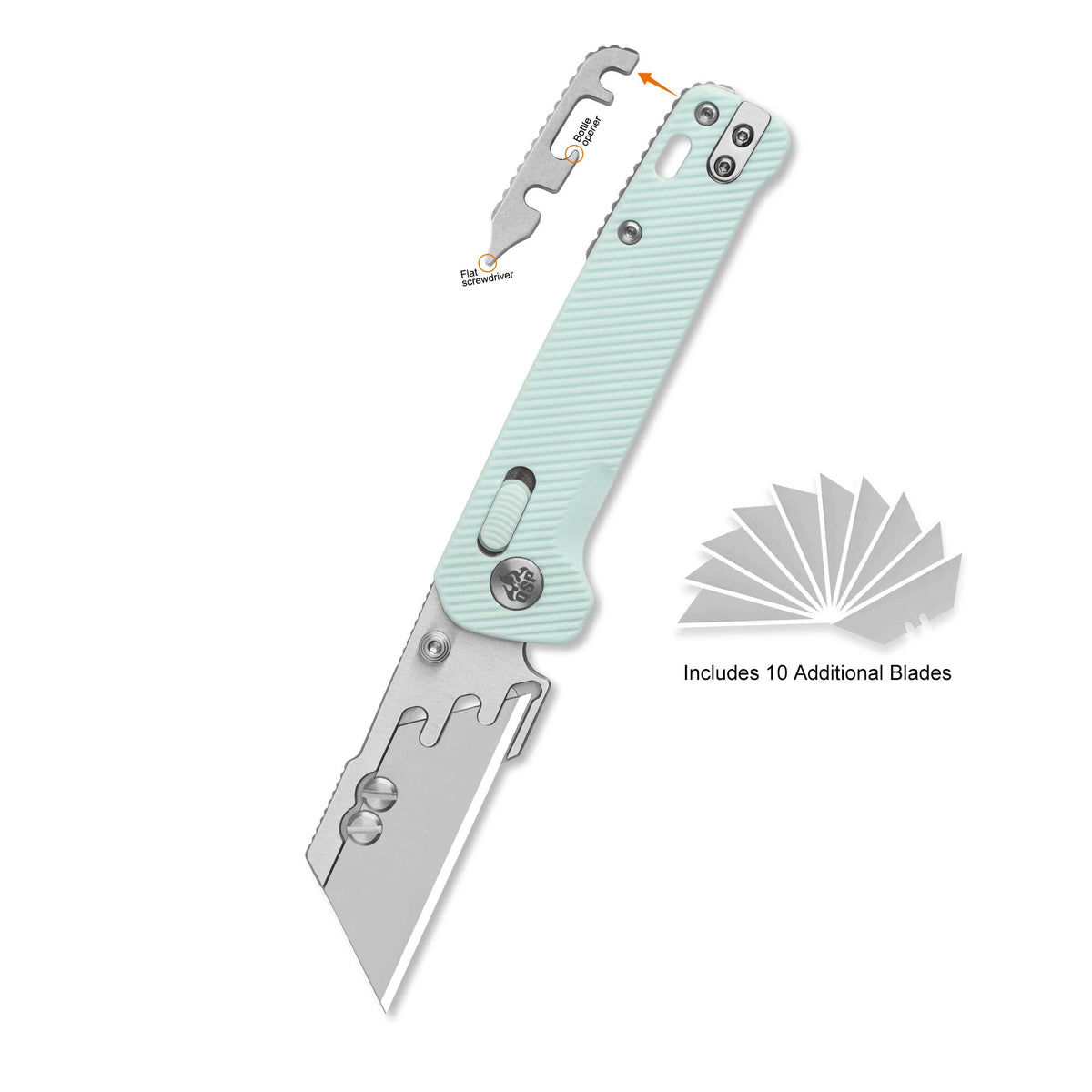 QSP Penguin Workmate Glyde Lock Utility Knife Stainless Steel Blade Ice Cream Blue FRN Handle