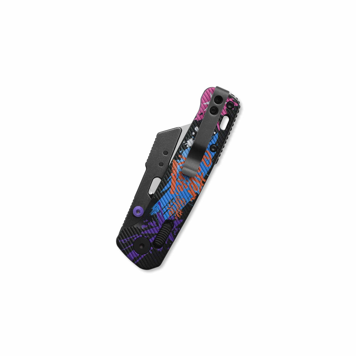 QSP Penguin Workmate Glyde Lock Utility Knife Stainless Steel Blade Black FRN Handle-Graffiti Edition