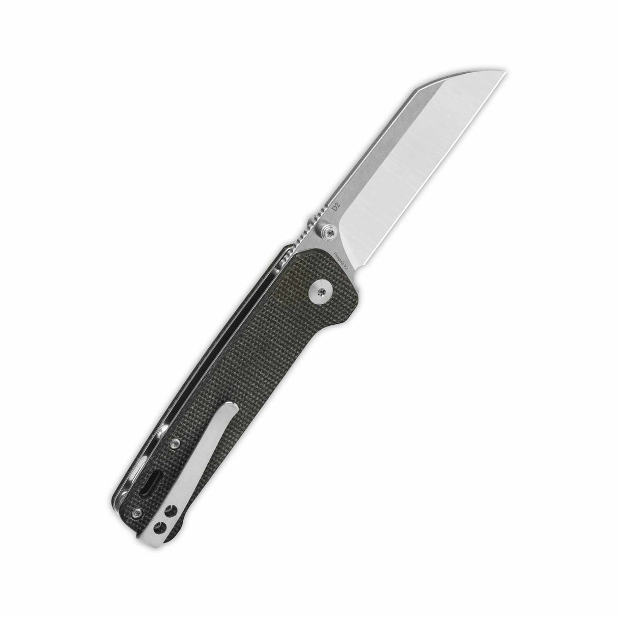 QSP Penguin V2 Liner Lock Pocket Knife D2 blade Dark Brown Micarta handle