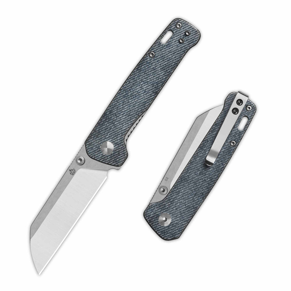 QSP Penguin V2 Liner Lock Pocket Knife D2 blade Denim Micarta handle