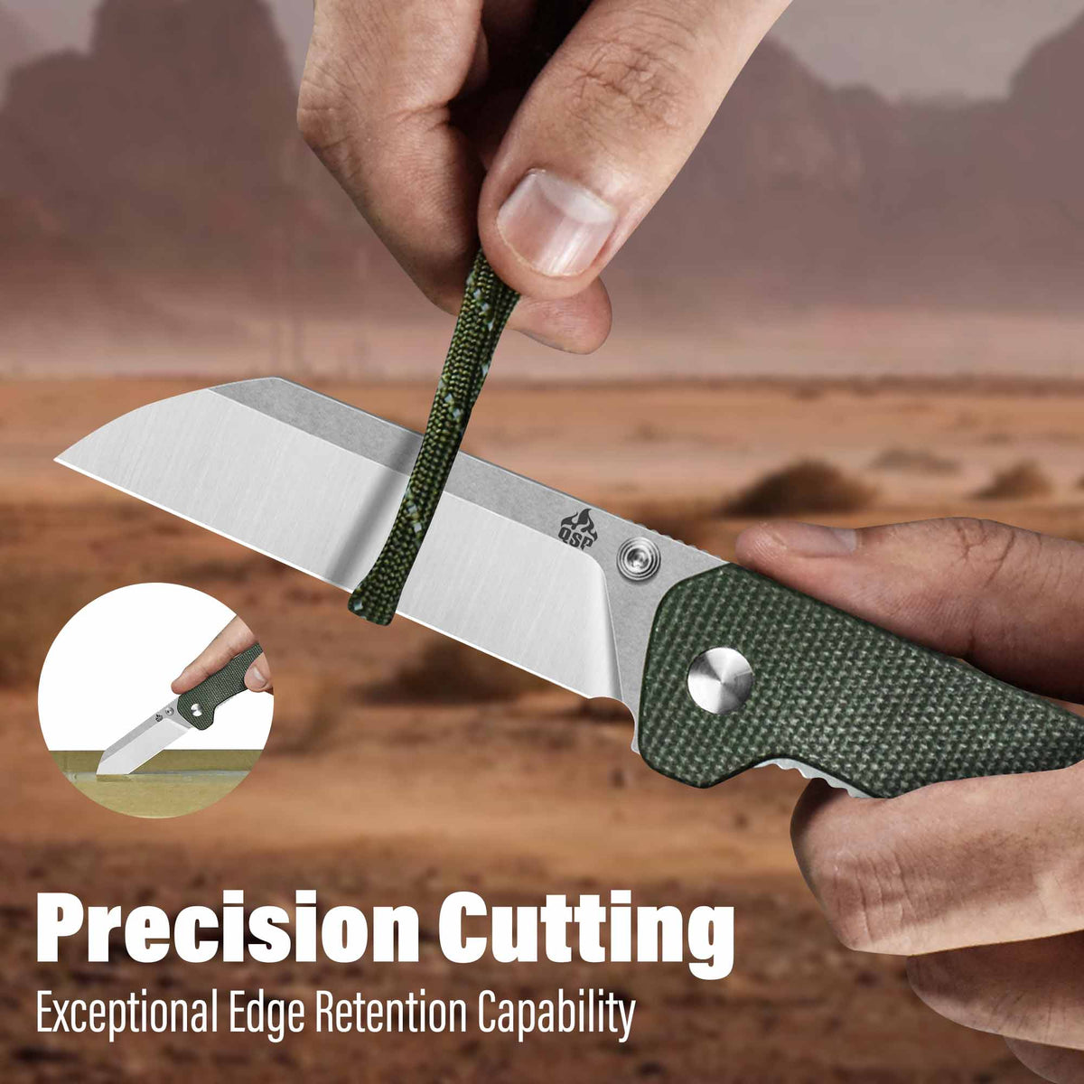 QSP Penguin V2 Liner Lock Pocket Knife D2 blade Green Micarta handle