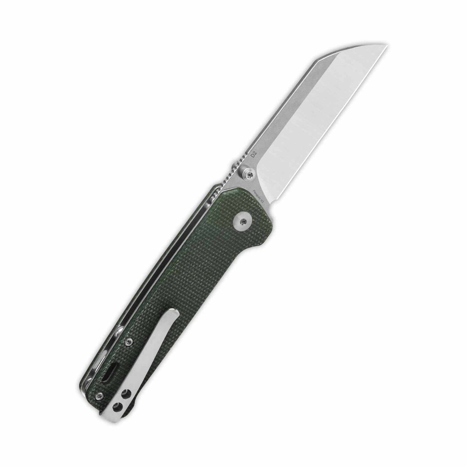 QSP Penguin V2 Liner Lock Pocket Knife D2 blade Green Micarta handle
