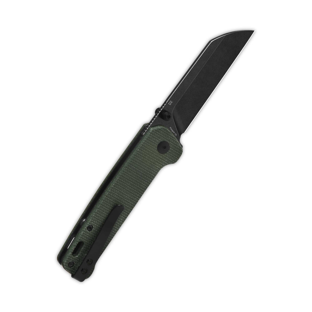 QSP Penguin V2 Liner Lock Pocket Knife D2 blade Green Micarta handle