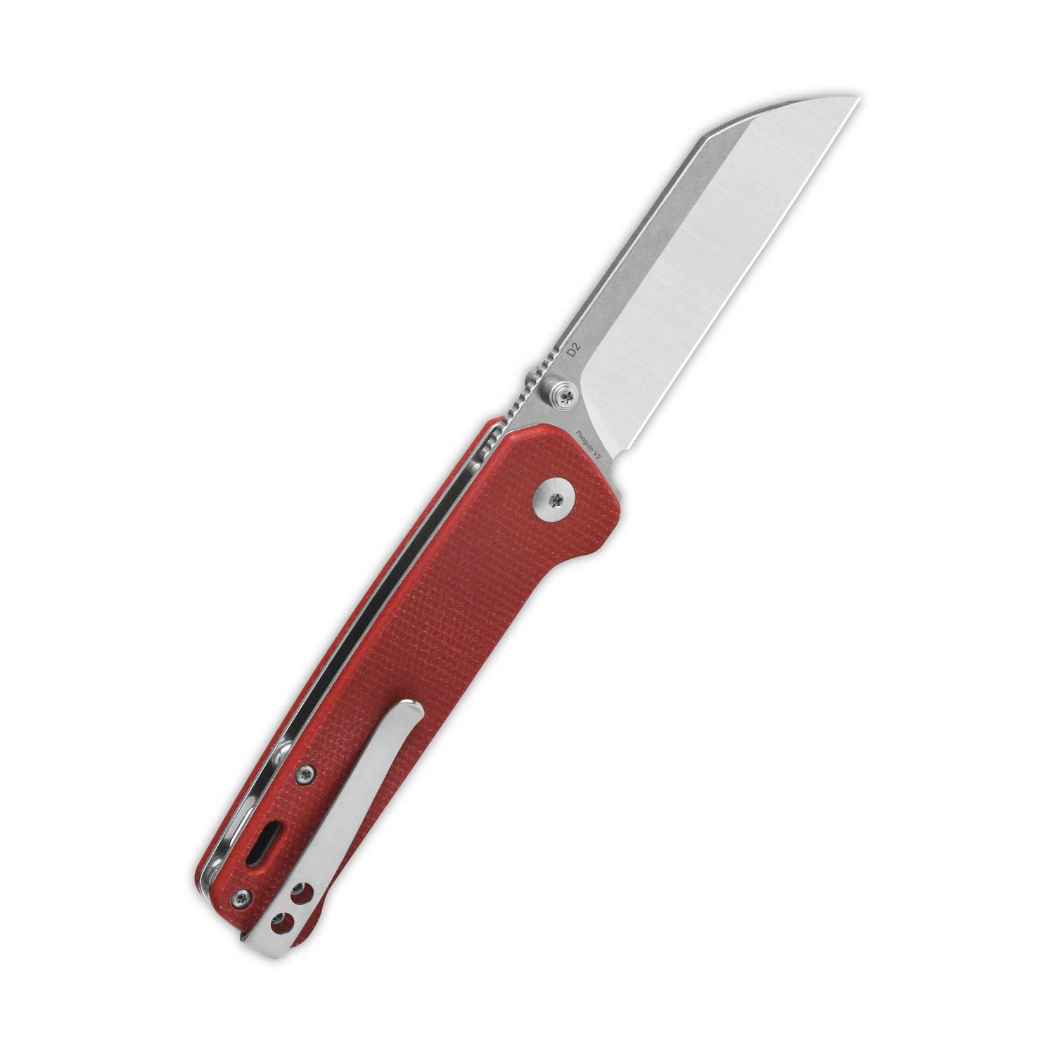 QSP Penguin V2 Liner Lock Pocket Knife D2 blade Red Micarta handle
