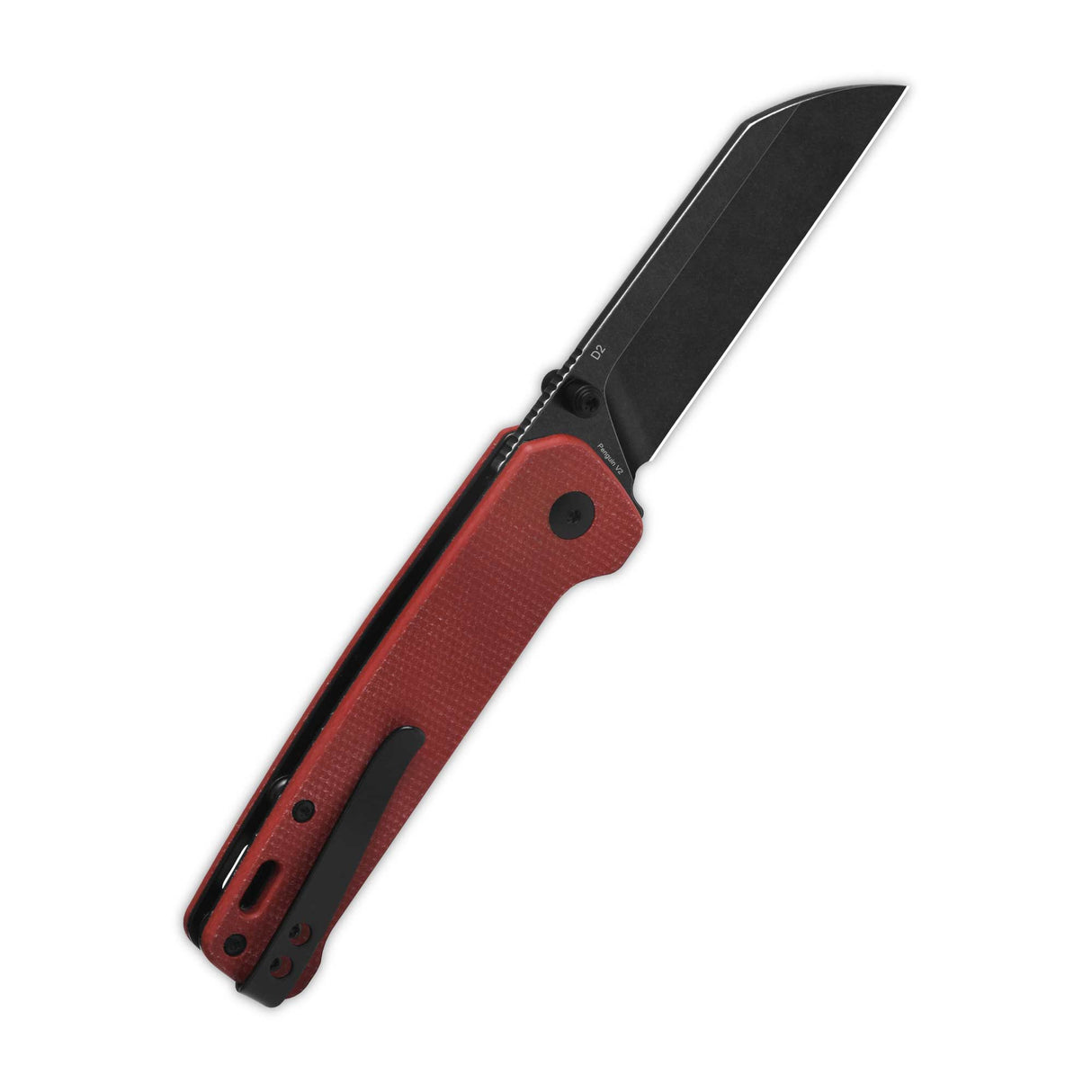QSP Penguin V2 Liner Lock Pocket Knife D2 blade Red Micarta handle