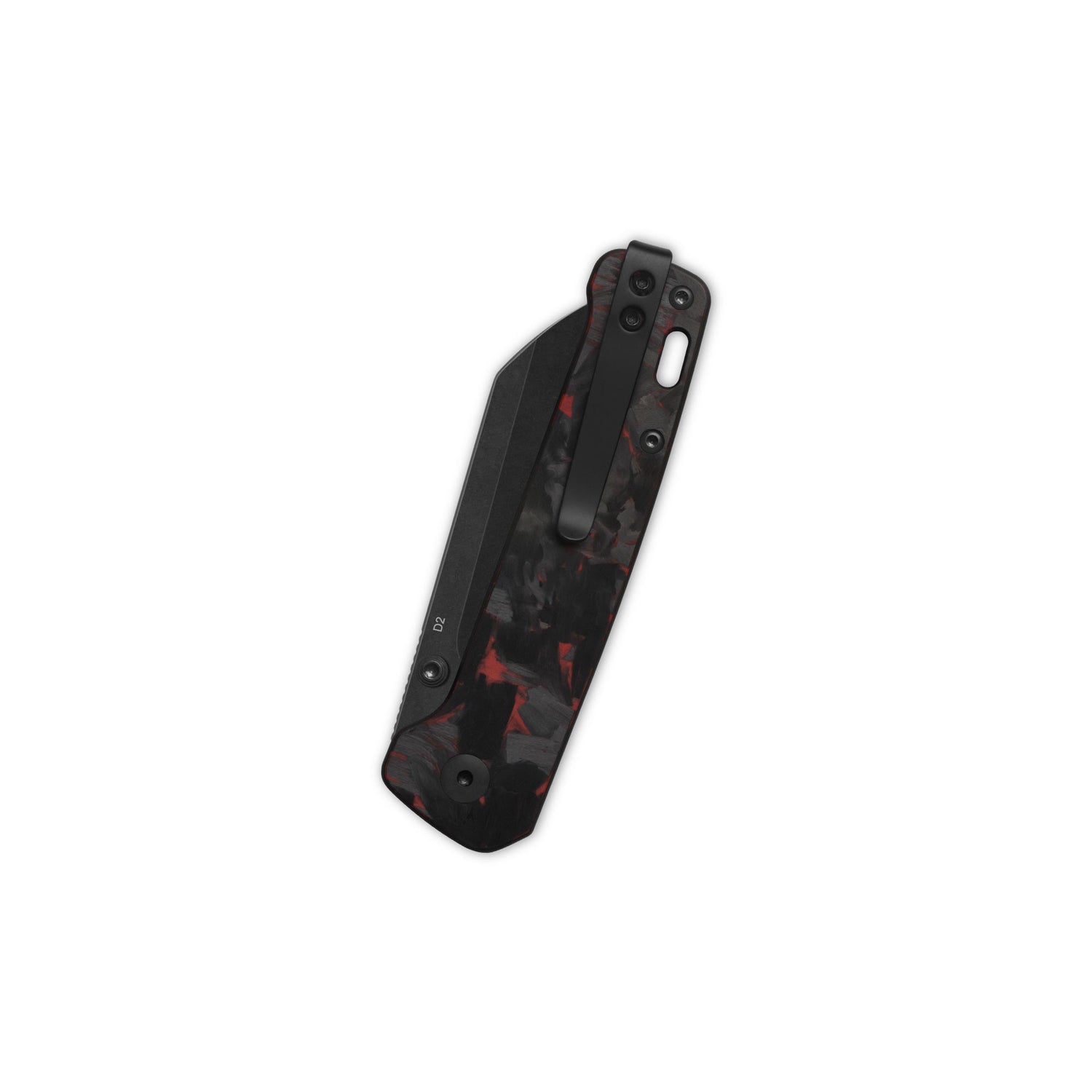 QSP Penguin V2 Liner Lock Pocket Knife D2 blade Red Shredded CF overlay G10 handle