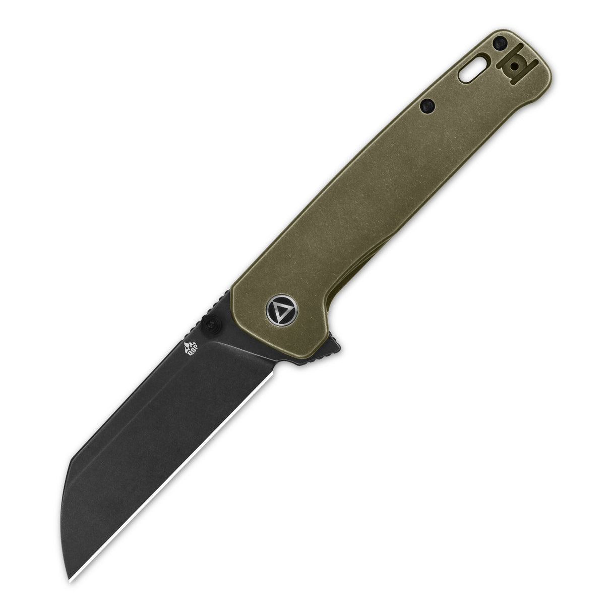 QSP Penguin Plus pocket knife with olive green handle and black sheepsfoot blade