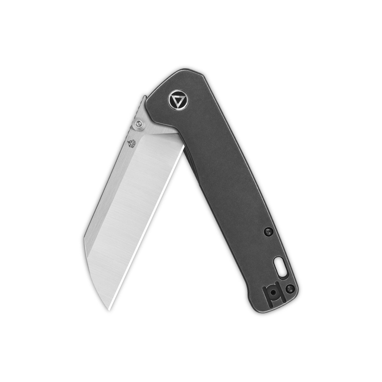 QSP Penguin Plus pocket knife with sheepsfoot blade and sleek black titanium handle.