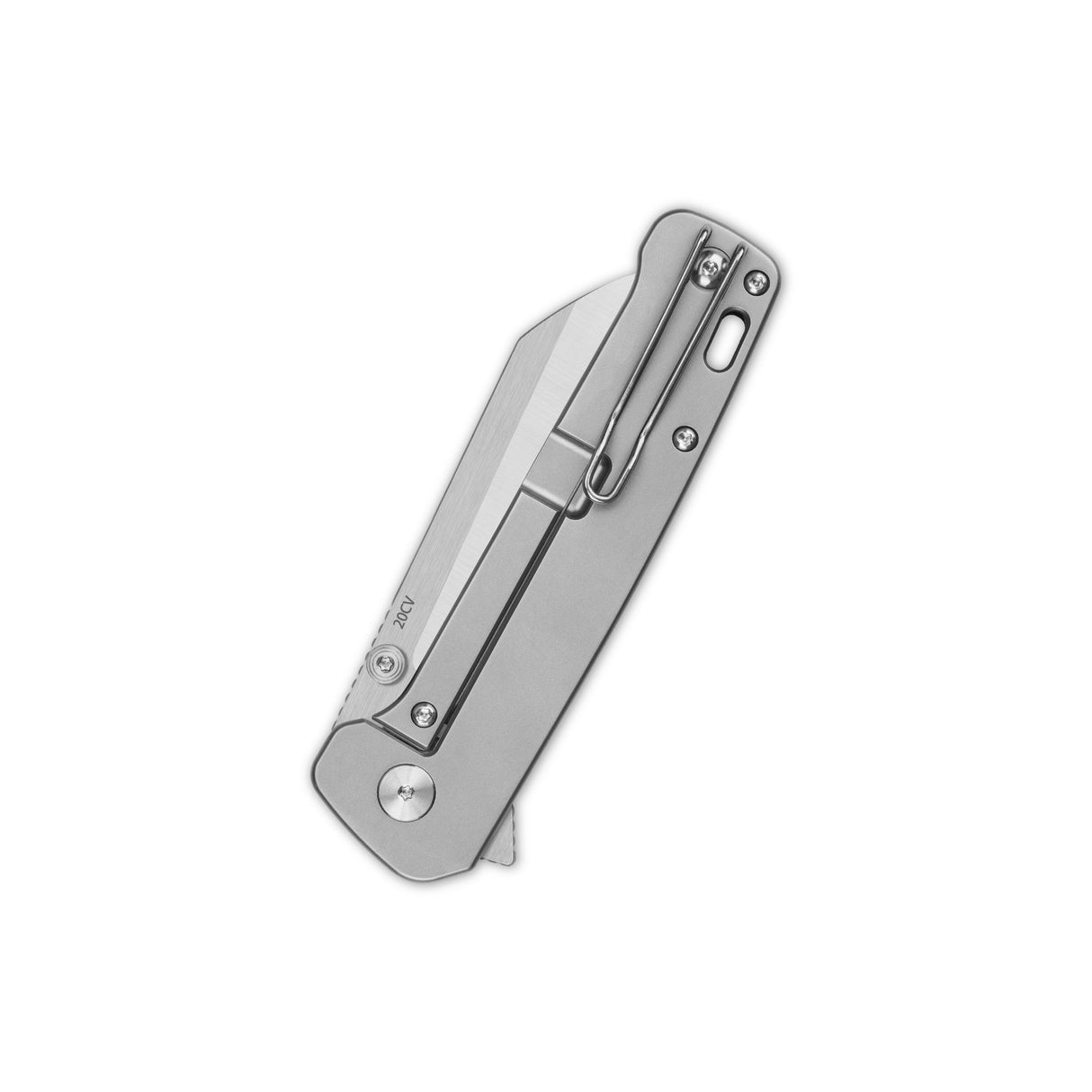 Closed QSP Penguin Plus pocket knife with stainless steel handle.