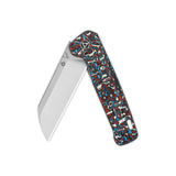 QSP Penguin Plus Frame Lock Pocket Knife 20CV Blade Red Blue Camo CF and Ti Handle