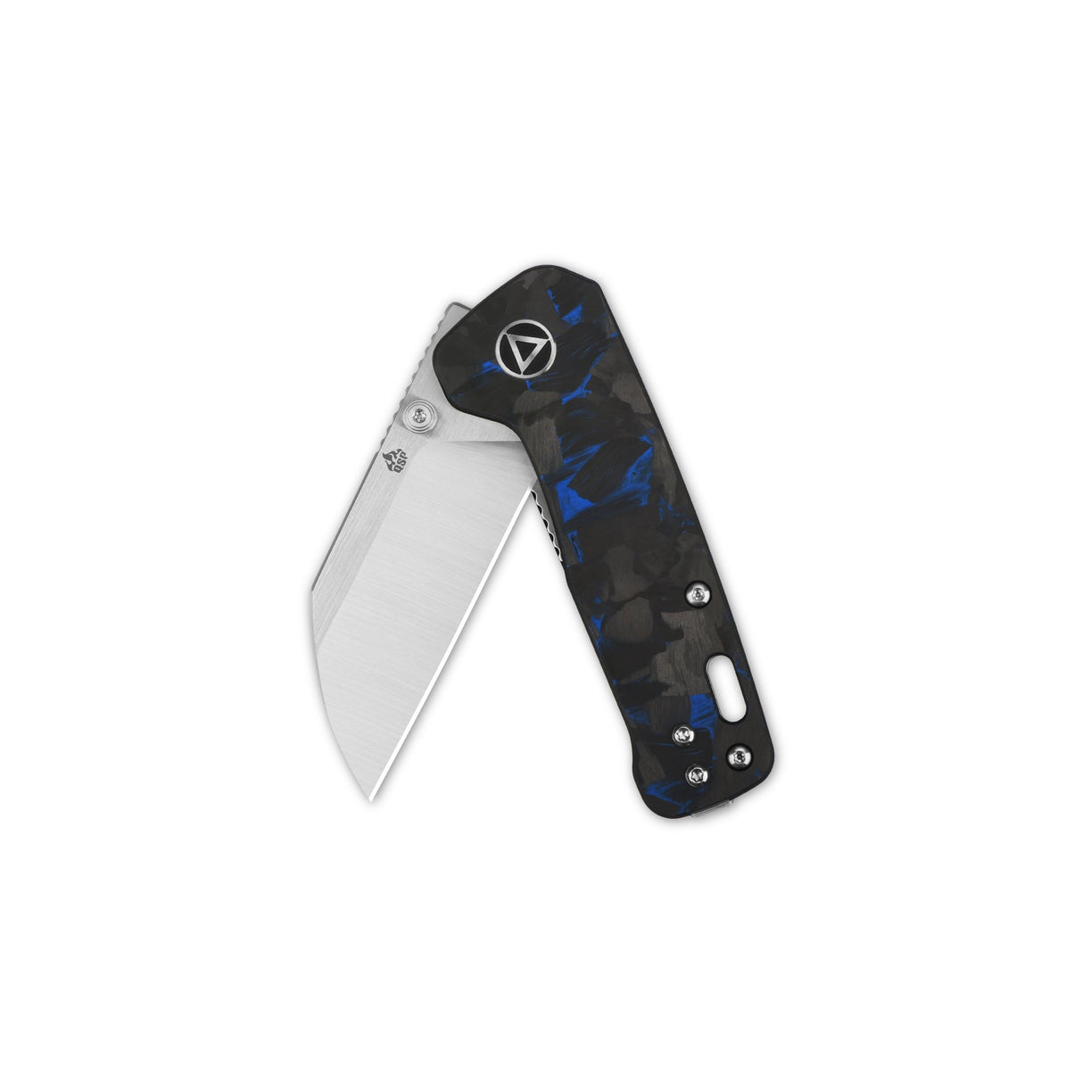 Compact QSP Penguin Mini pocket knife with blue-black G10 handle and sheepsfoot blade