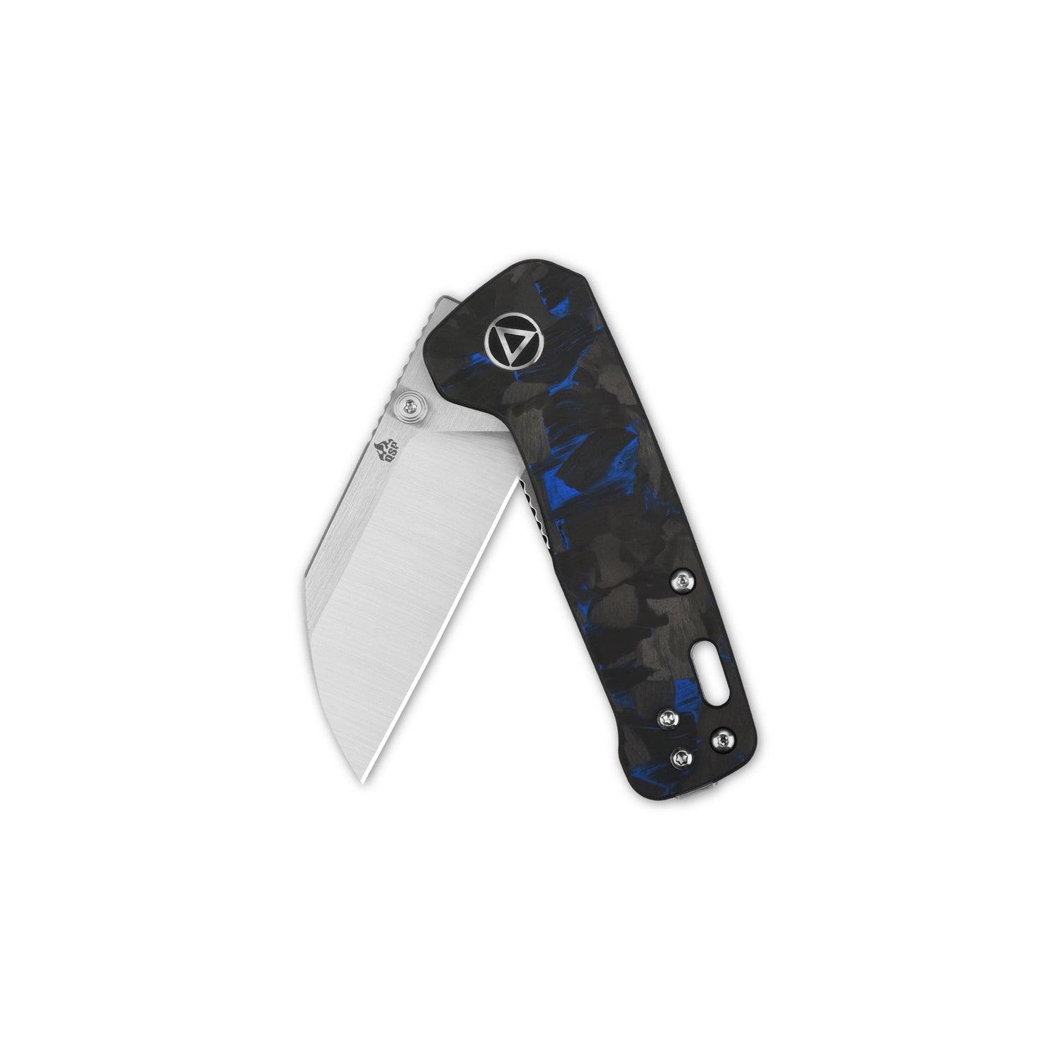 Compact QSP Penguin Mini pocket knife with blue-black G10 handle and sheepsfoot blade