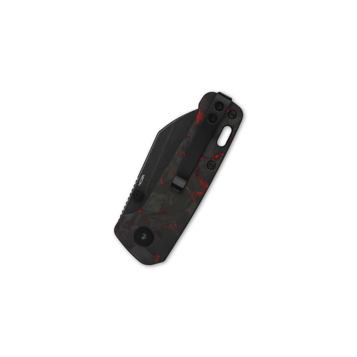 QSP Penguin Mini pocket knife with black 14C28N blade and red-black G10 handle