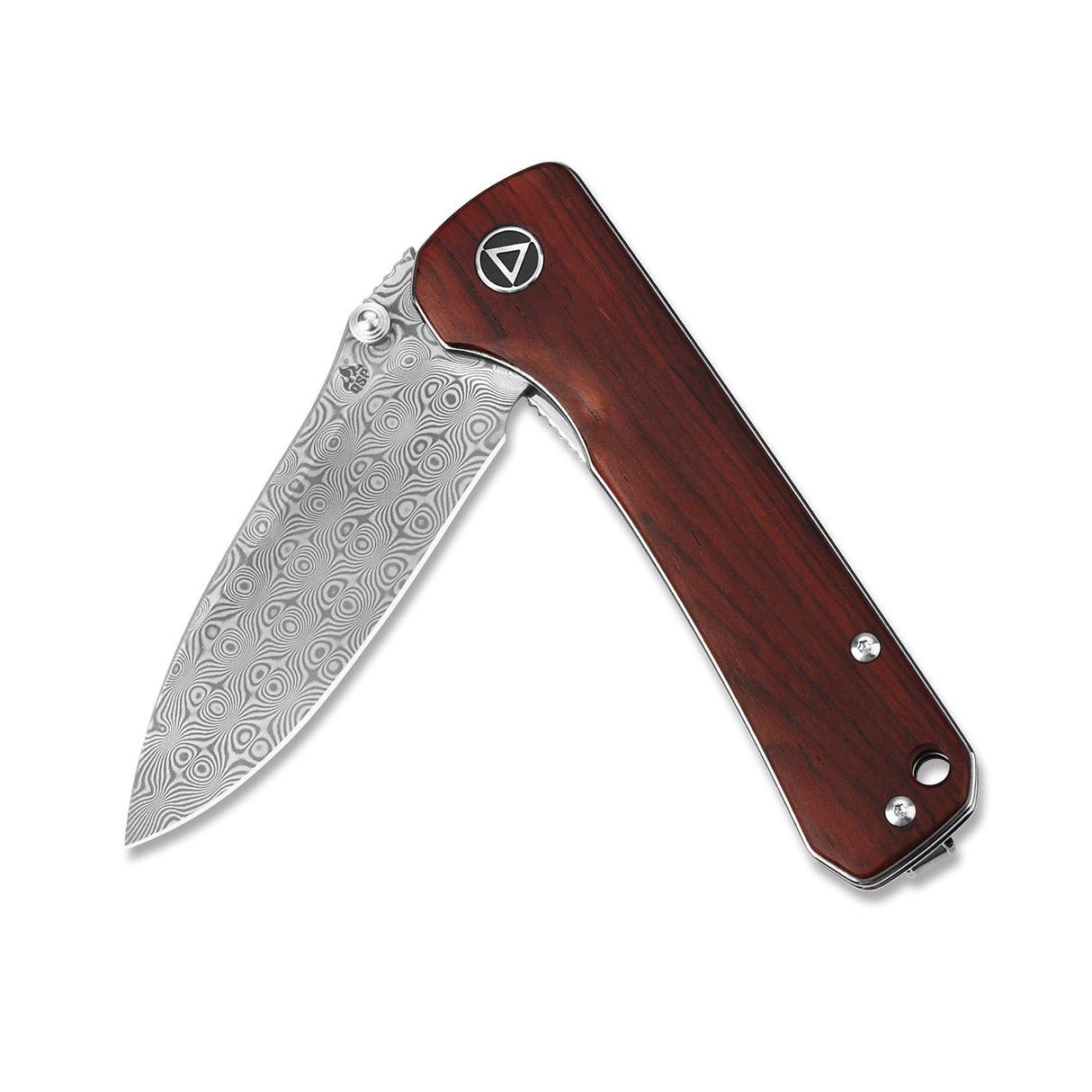 Hawk pocket knife with laminated Damascus blade and Cocobolo handle