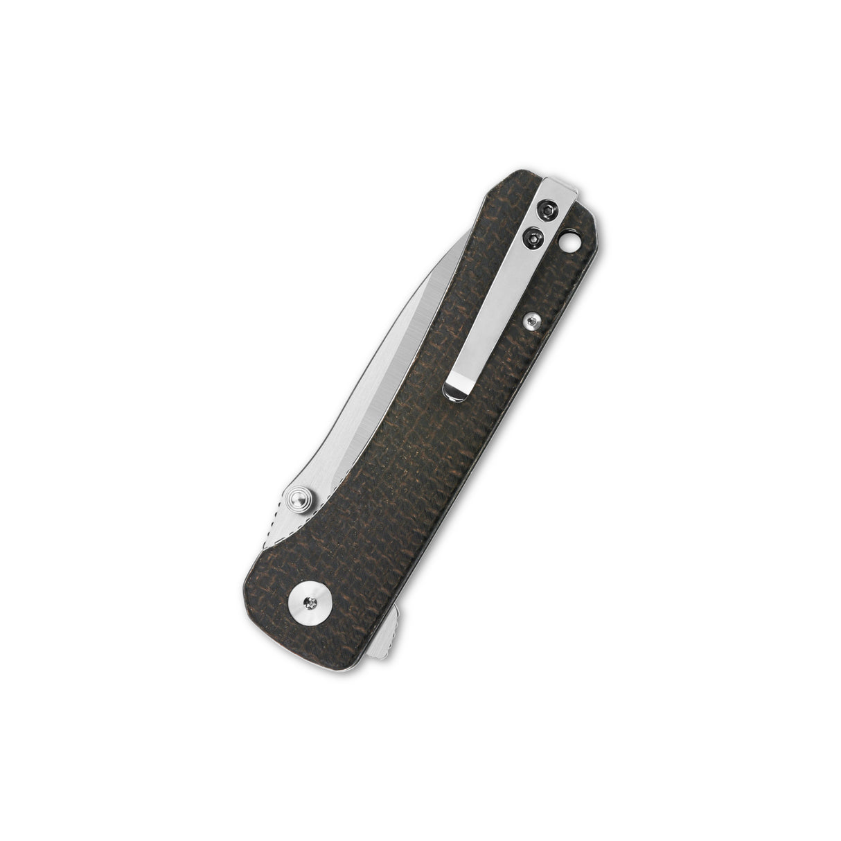 QSP Hawk pocket knife with micarta handle and silver clip