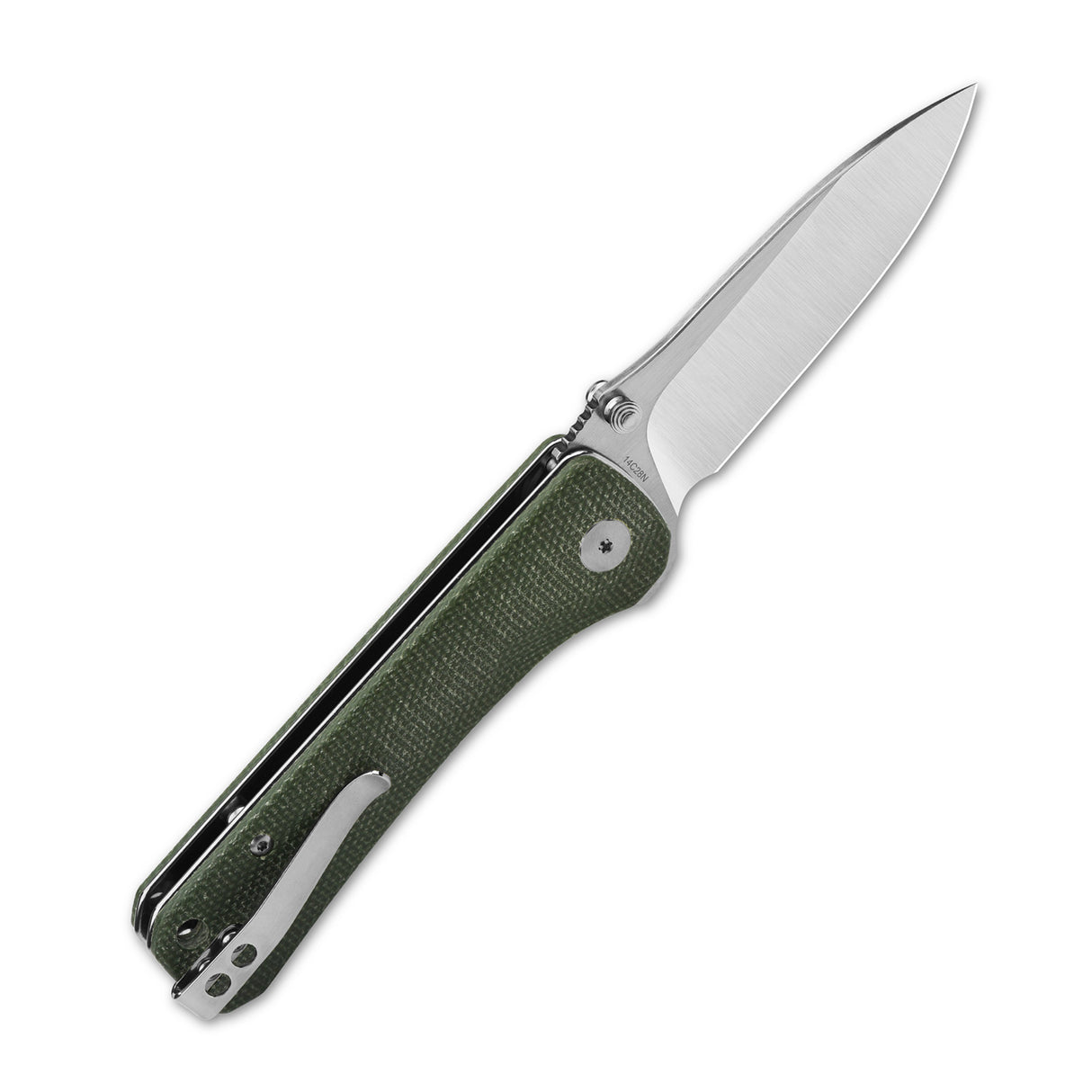 QSP Hawk pocket knife with green micarta handle and Liner Lock mechanism