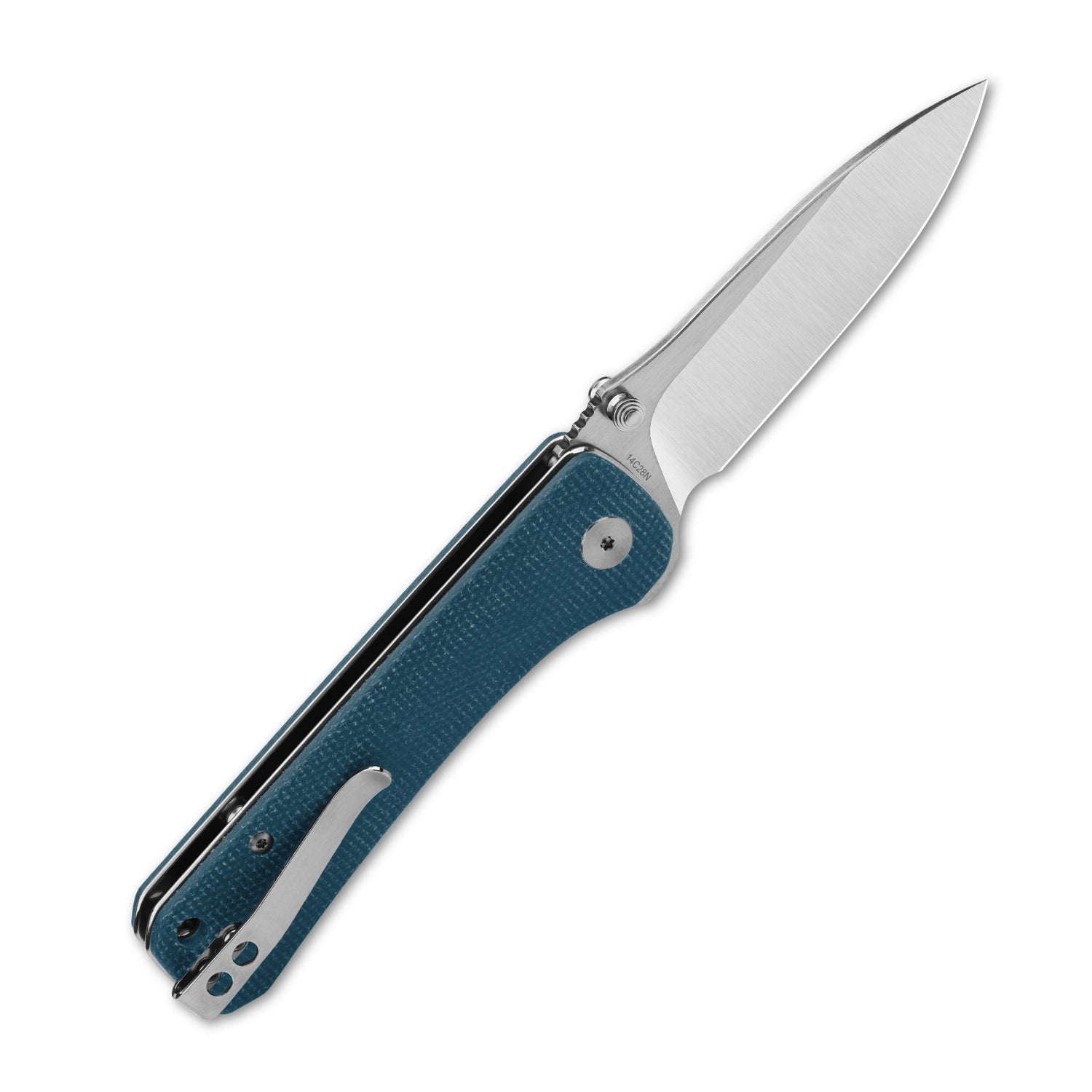 QSP Hawk pocket knife with 14C28N blade and textured teal micarta handle