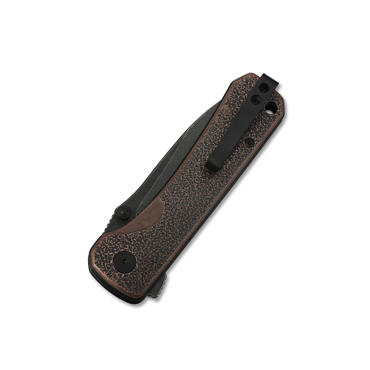 QSP Hawk pocket knife with copper and black textured handle, closed position.