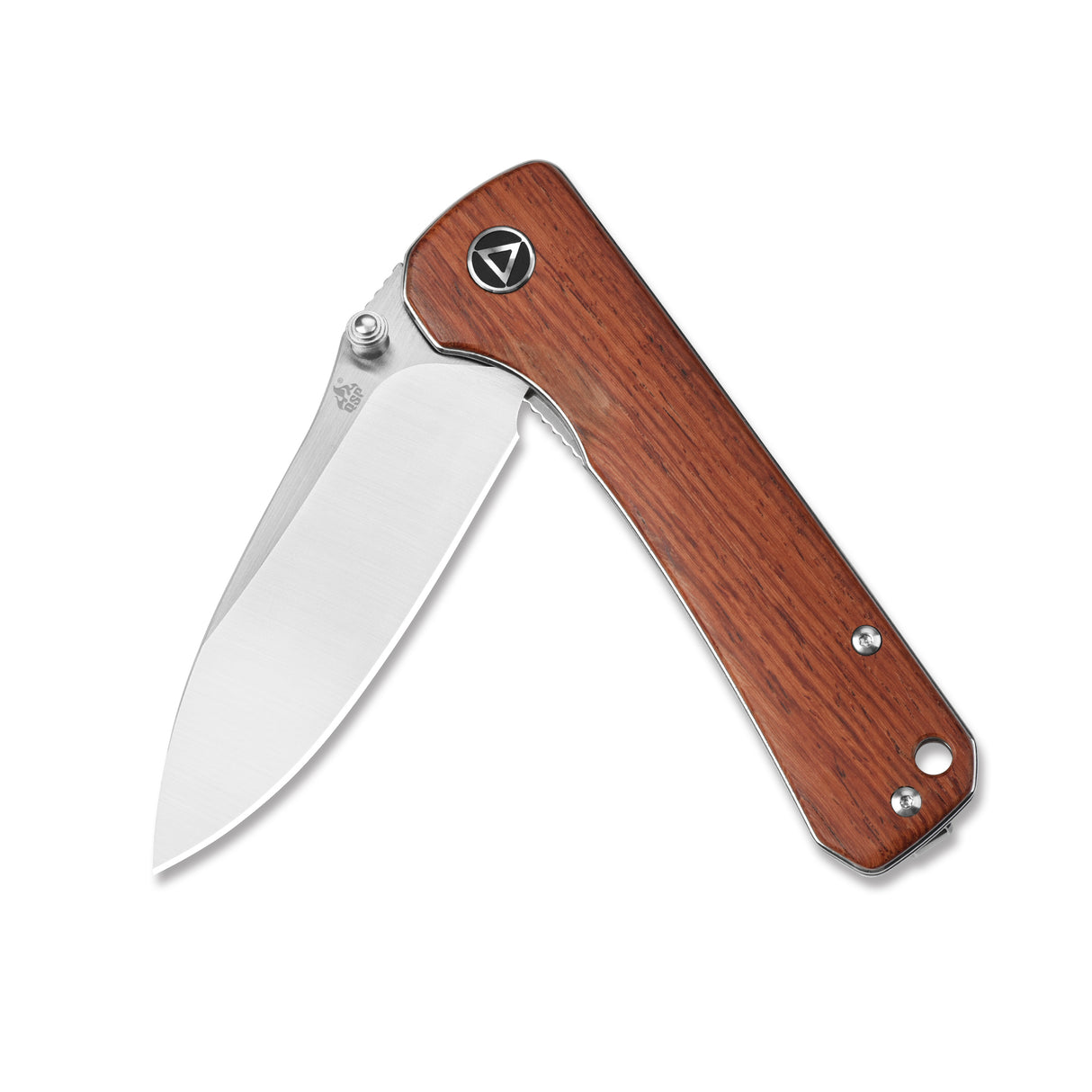 QSP Hawk pocket knife featuring a 14C28N stainless steel blade and Mkuruti wood handle