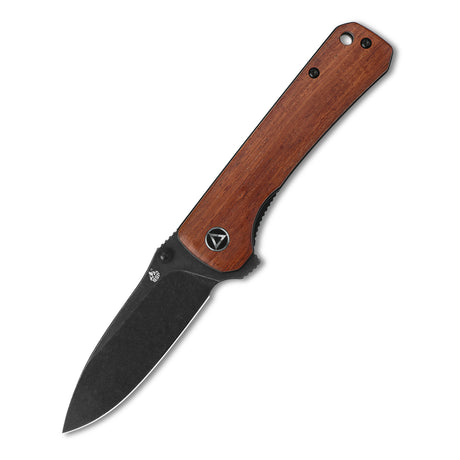 QSP Hawk pocket knife with drop point blade and Mkuruti wood gripping handle.
