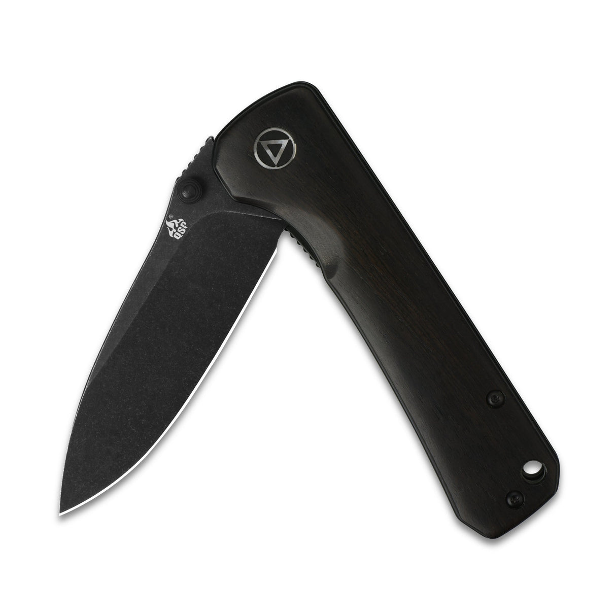 QSP Hawk Pocket Knife with ebony wood handle and black drop point blade