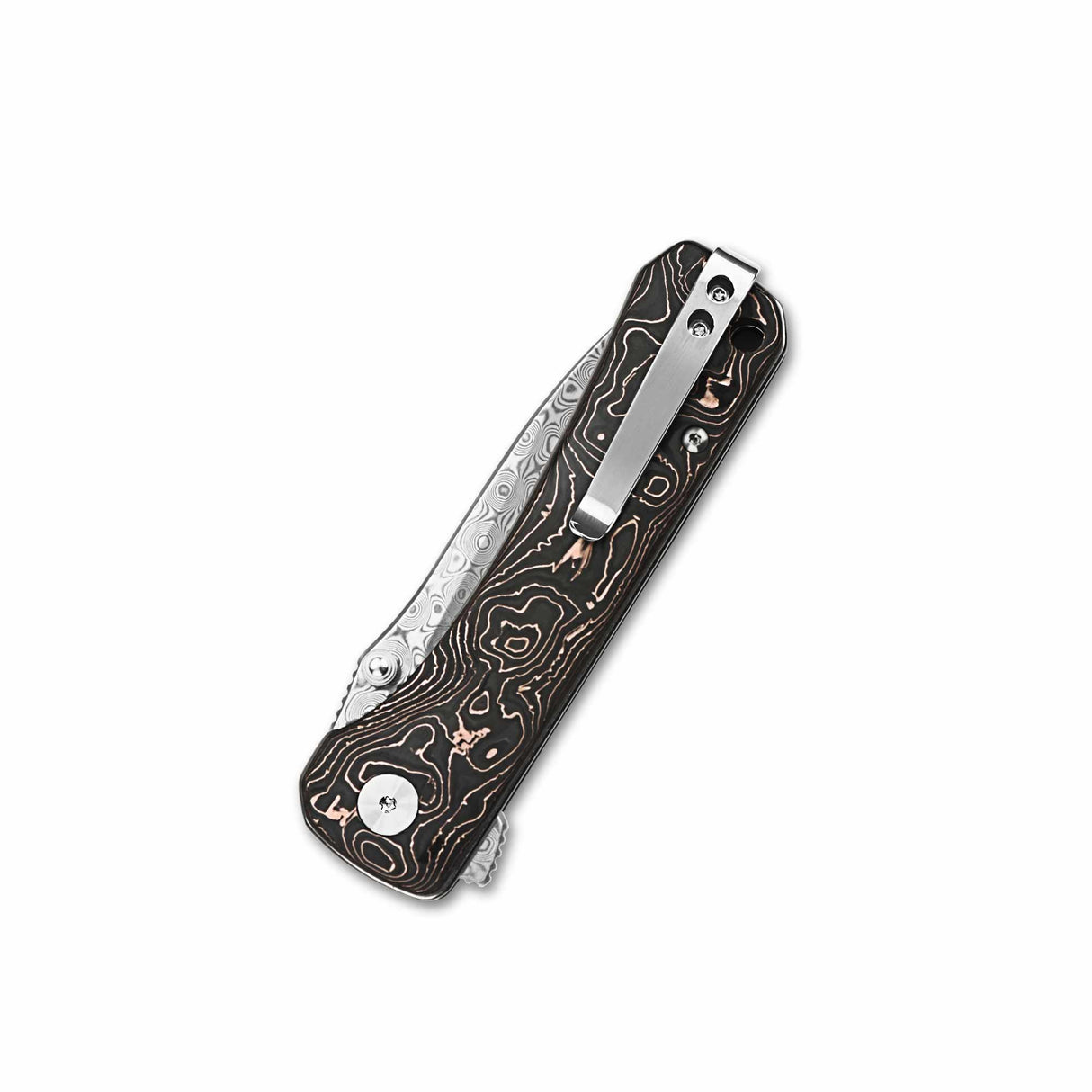 QSP Hawk Liner Lock Pocket Knife with copper foil carbon fiber handle