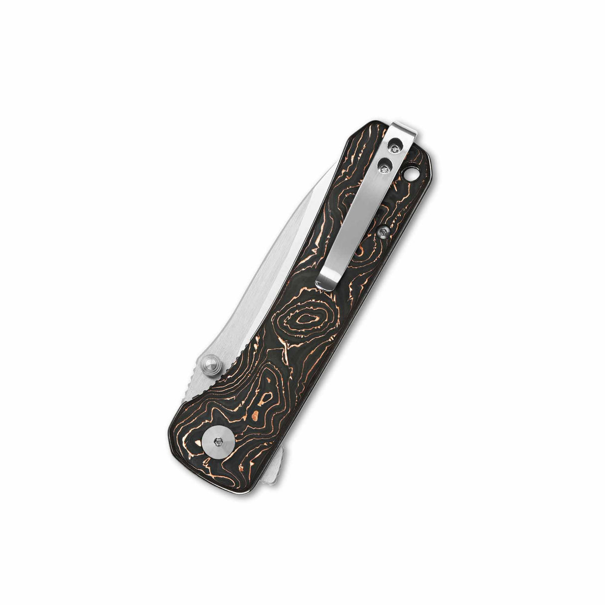 QSP Hawk pocket knife with copper foil carbon fiber handle and Liner Lock mechanism