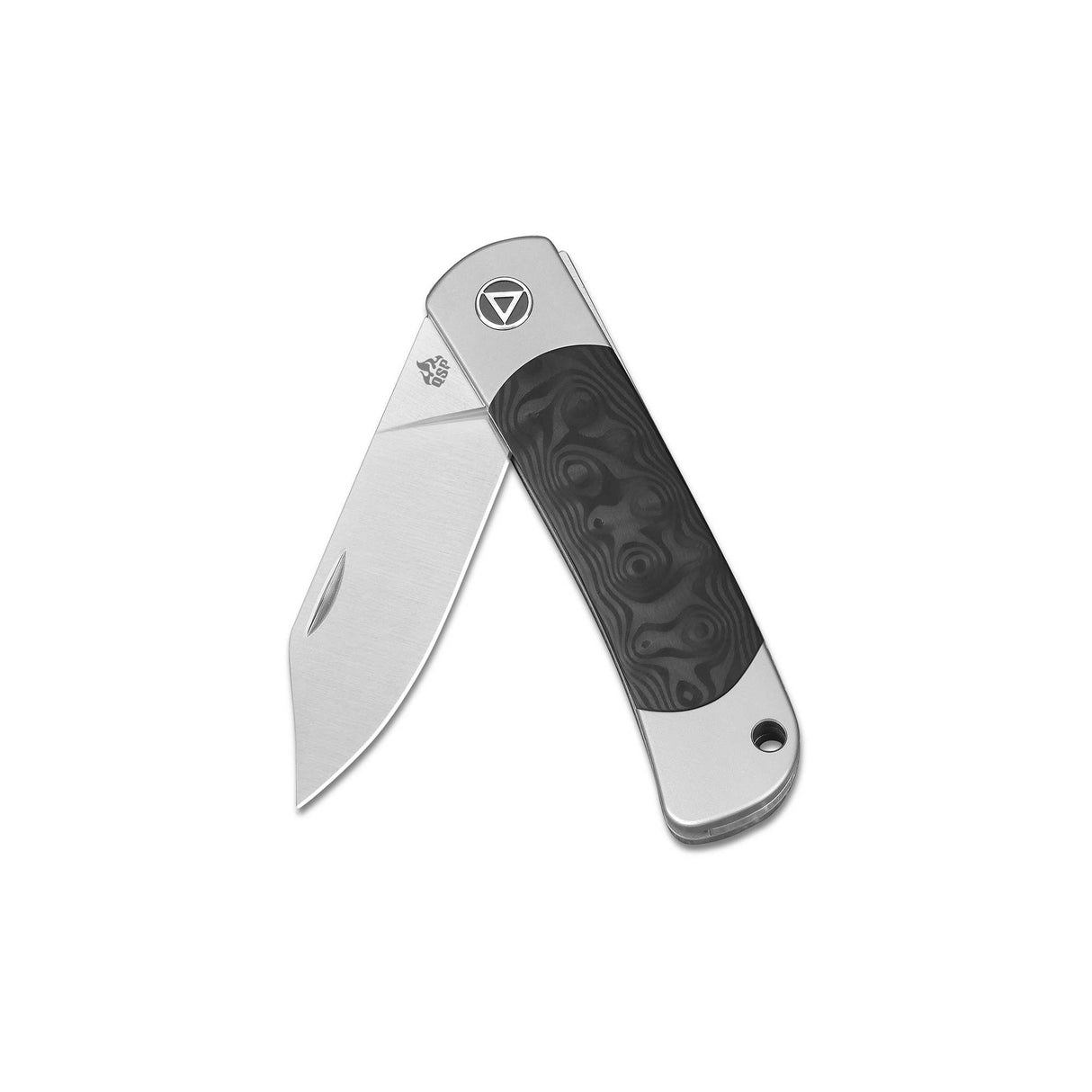QSP Falcon pocket knife with S35VN blade and textured titanium handle