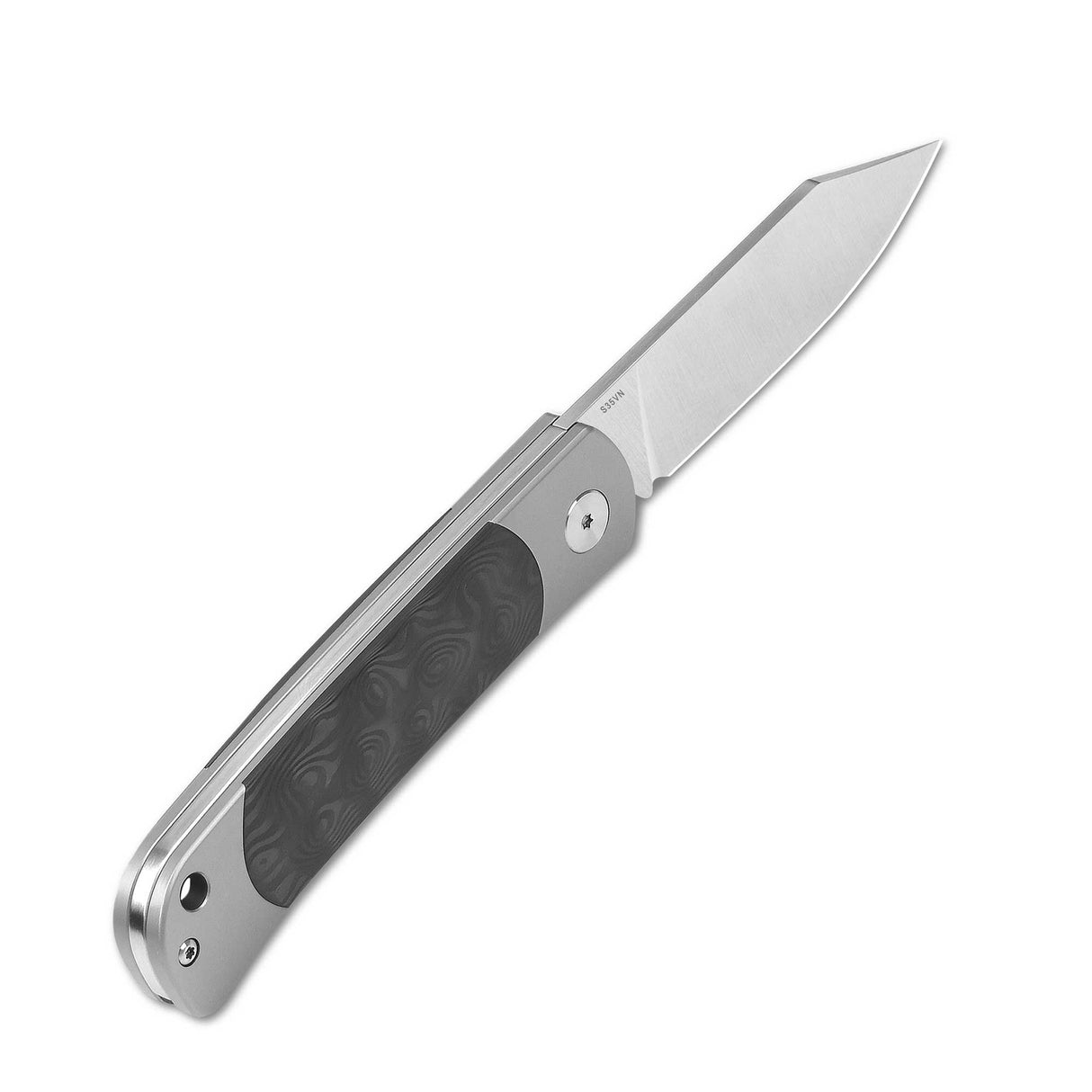 QSP Falcon slip joint pocket knife with marbled carbon fiber and titanium handle