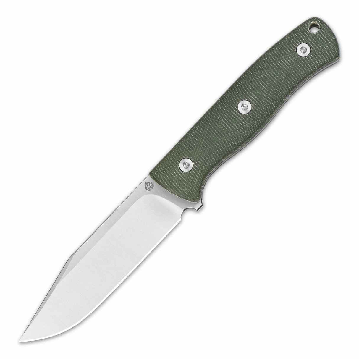 QSP Bison V2 fixed blade knife with D2 steel blade and green Micarta handle