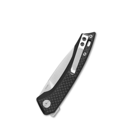 QSP Leopard Liner Lock Pocket Knife 14C28N blade CF overlay G10 handle