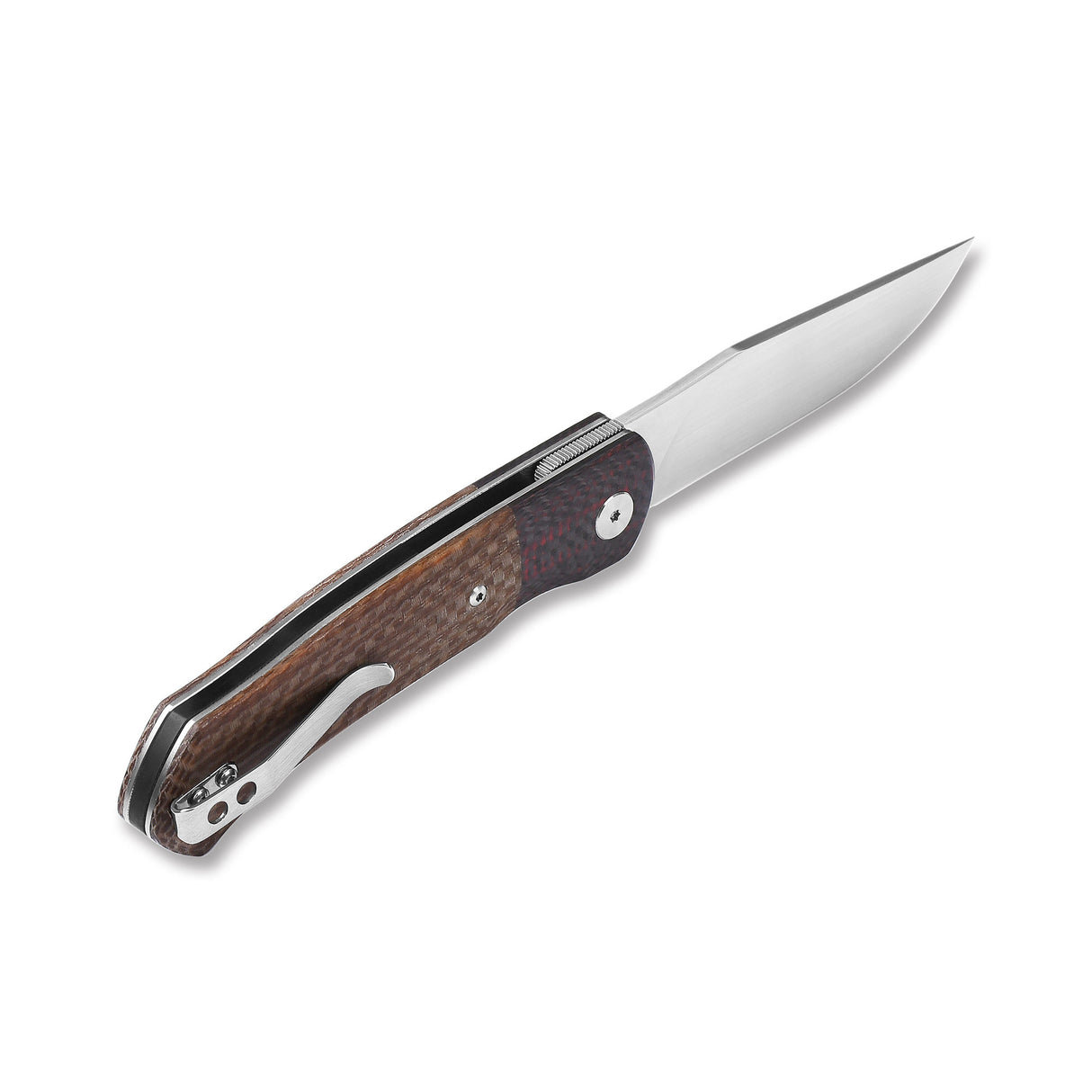 QSP Gannet pocket knife with 154CM satin blade and textured micarta handle