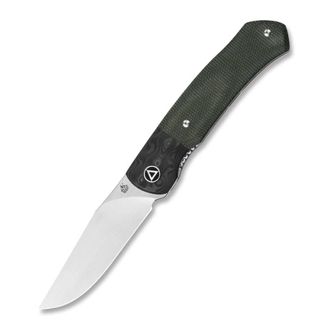 QSP Gannet pocket knife with satin 154CM blade and textured green micarta handle