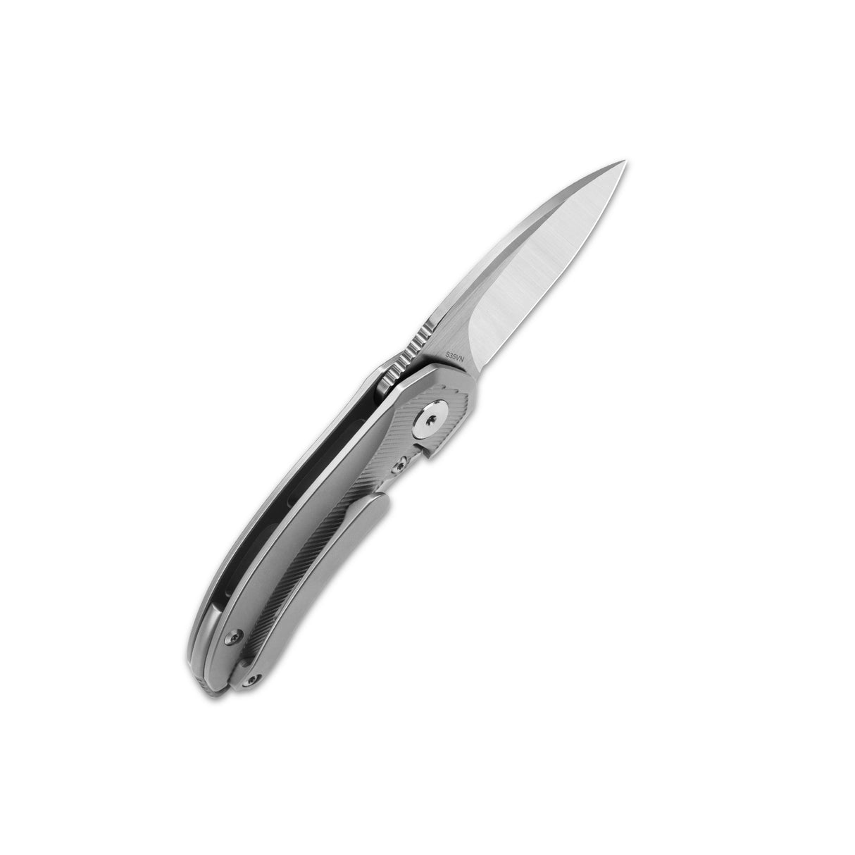 QSP Hamster titanium handle pocket knife with a sleek drop point S35VN blade