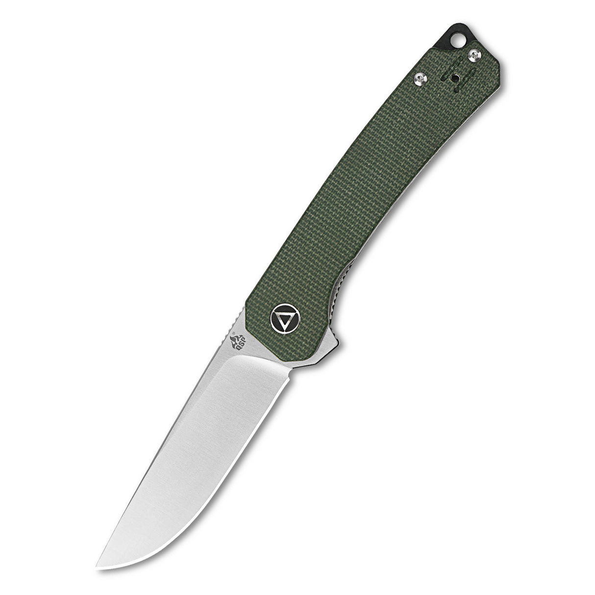 QSP Osprey pocket knife with satin 14C28N blade and green Micarta handle