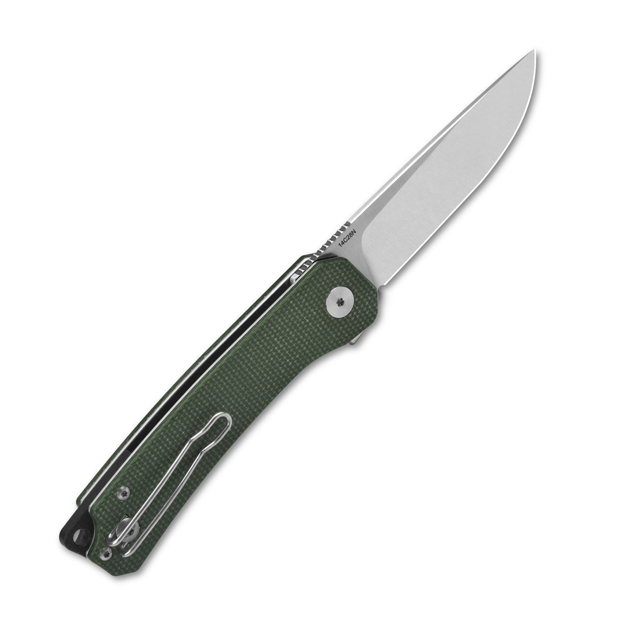 QSP Osprey pocket knife with green Micarta handle and satin finish blade